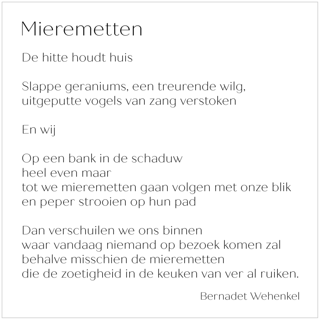 Gedicht over mieremetten, de mieren die rond het huis van mijn oma liepen vroeger.