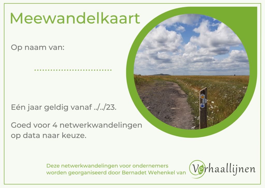 De Meewandelkaart van Verhaallijnen - goed voor 4 netwerkwandelingen op één jaar tijd.